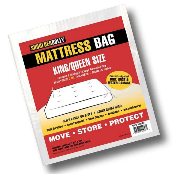 Shoulder Dolly mattress bag King/Queen size heavy-duty 2 mil thickness protects against dirt dust water